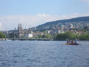 boat close to downtown Zurich ...